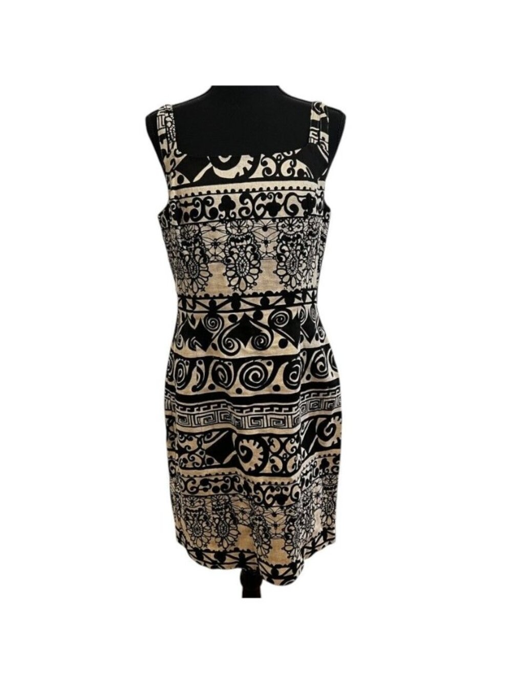 100 % Linen sleeveless shift dress, Ladies 10, aztec, southwest, abstract